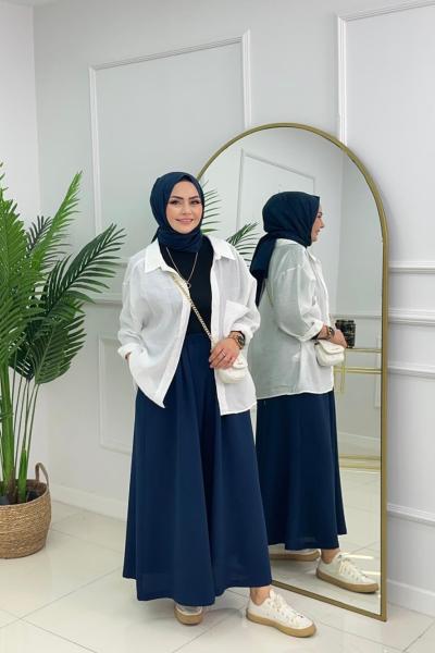 BAGGY ETEK PANTOLON - LACİVERT