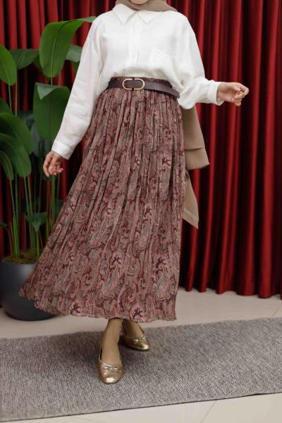 DESENLİ ETEK - BORDO