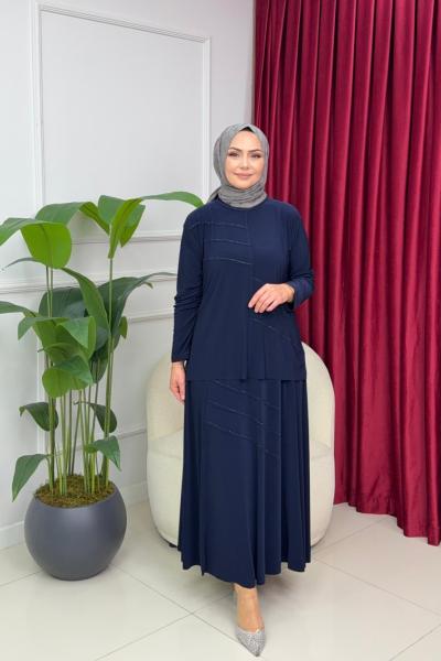 GÜLBEN ETEKLİ TAKIM - LACİVERT