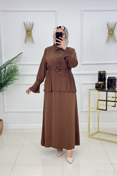 NİSAN ETEKLİ TAKIM-KAHVERENGİ